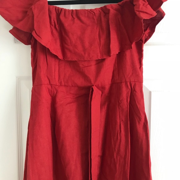 New Red Button Down Spanish Style Midi Dress M - Picture 5 of 7